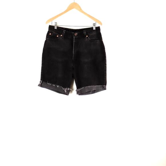 Levis Shorts Womens sz 15 32 512 VTG 90's Blk Cut Off Jean Denim High Rise Long - Picture 1 of 8